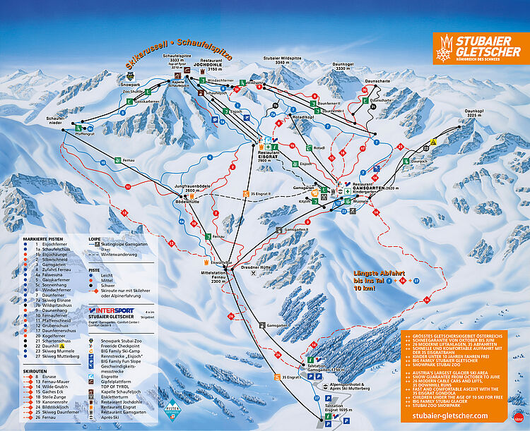 Current trail map Stubaier Gletscher