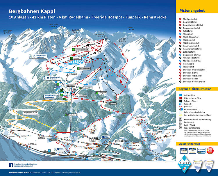 Pistenplan Kappl - Paznaun aktuell