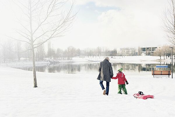 Innsbruck Rossau Swimming Lake in Winter