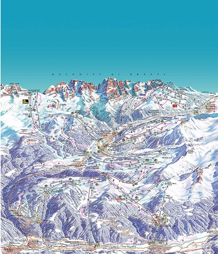 Ski map of Madonna di Campiglio 2020/2021