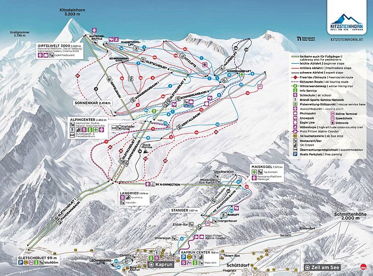 Pistenplan Zell am See - Kaprun aktuell