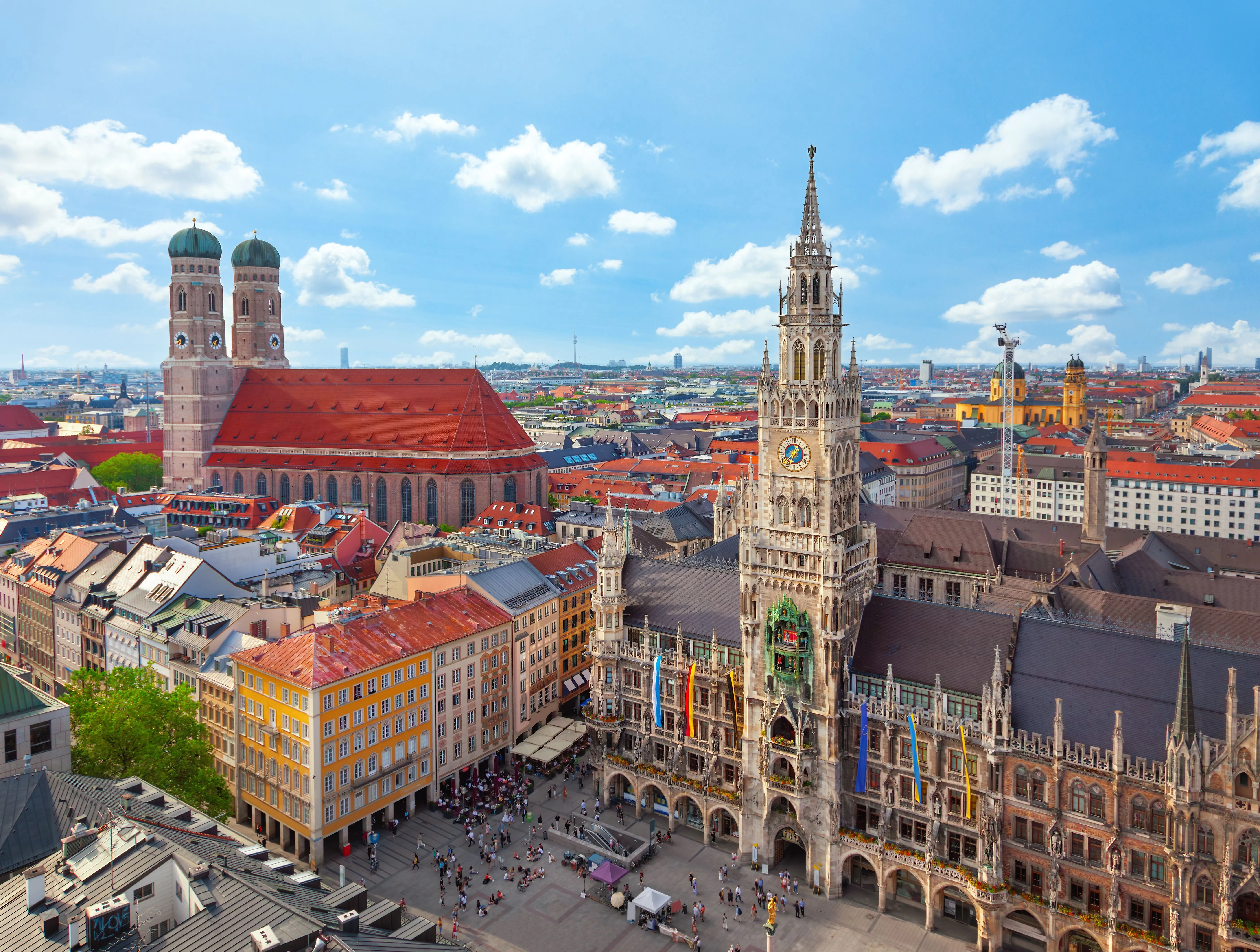 View of Marienplatz with the Old Town Hall from high above