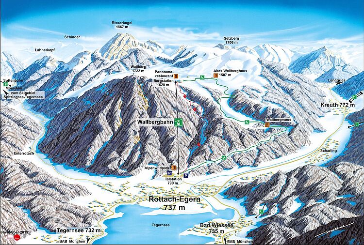 Ski map Tegernsee Wallberg 2020/2021