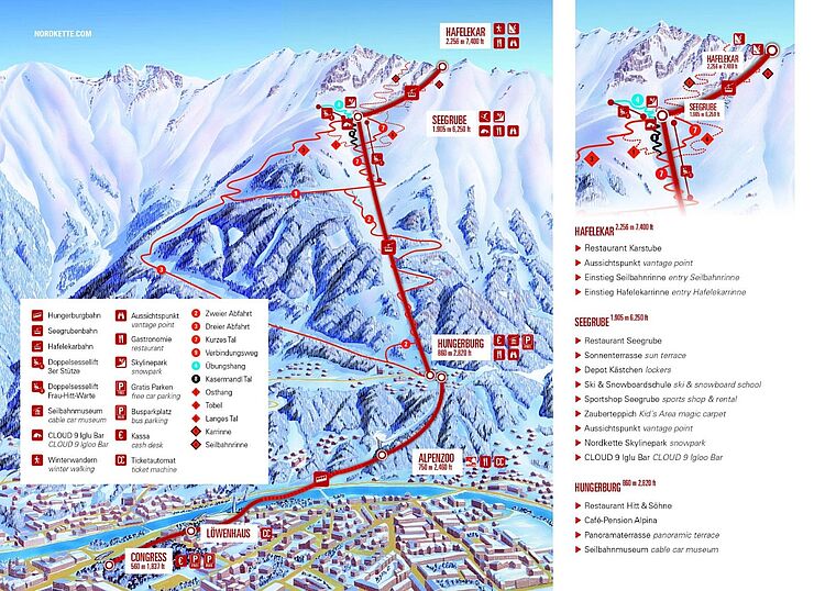 Pistenplan Innsbruck - Nordkette - Hafelekar aktuell