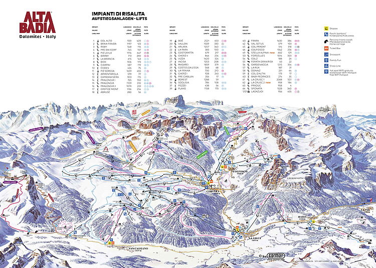 Mappa aggiornata delle piste di Alta Badia - Corvara