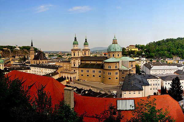 The old town of Salzburg with the cathedral