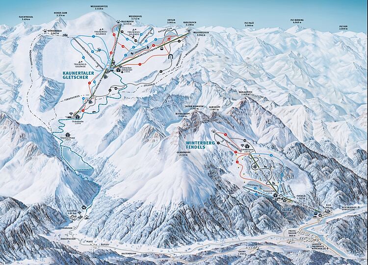 Pistenplan Fendels - Kaunertal aktuell