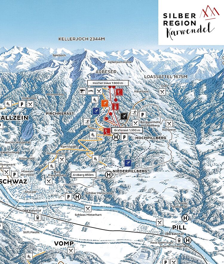 Current trail map Kellerjoch - Silberregion