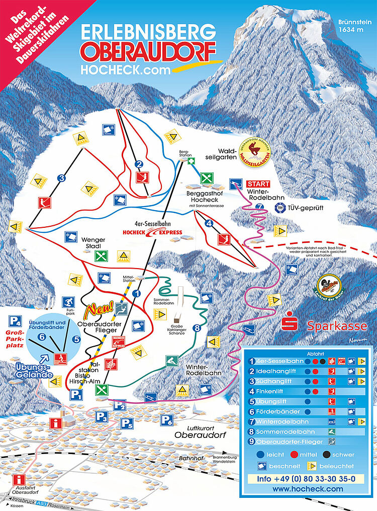 Pistenplan Oberaudorf - Hocheck aktuell