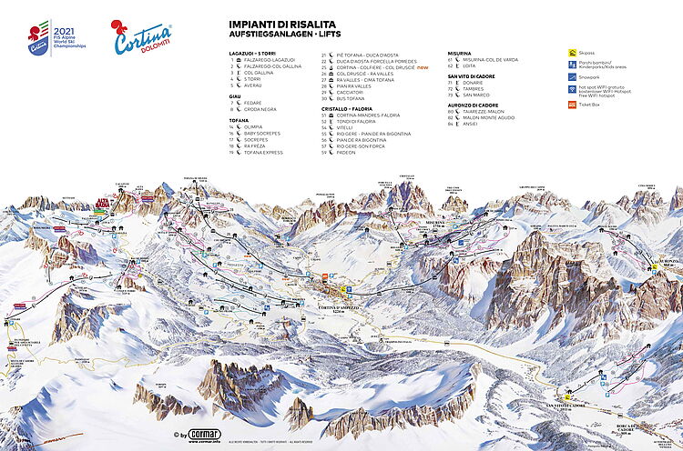 Pistenplan Cortina d´Ampezzo aktuell