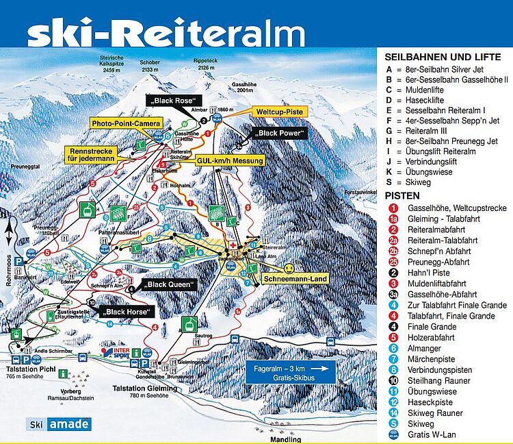 Current trail map Schladming - Pichl - 4-Mountain-Ski-Area