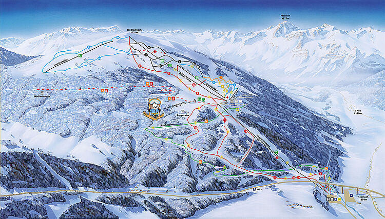 Pistenplan Bergeralm - Steinach am Brenner aktuell