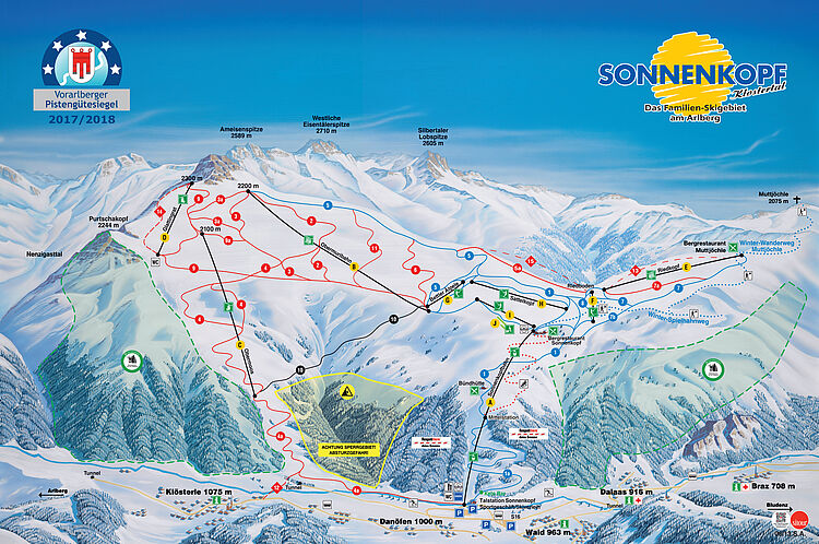 Pistenplan Klösterle - Sonnenkopf aktuell