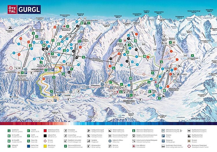 Pistenplan Gurgl - Hochgurgl - Obergurgl aktuell