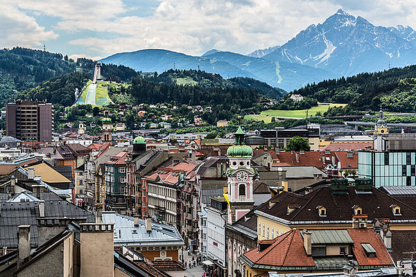 Ausblick über Innsbruck, Bergisel Schanze