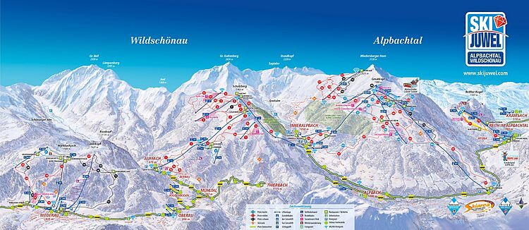 Pistenplan Ski Juwel Alpbachtal - Wildschönau aktuell