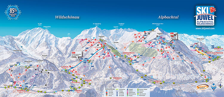 Pistenplan Ski Juwel Alpbachtal Wildschönau aktuell
