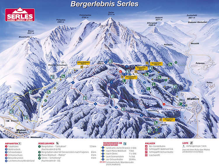 Current trail map Mieders - Serles