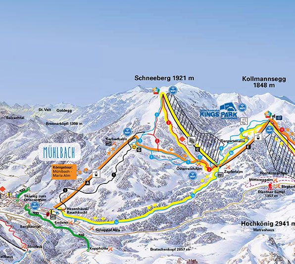 Pistenplan Mühlbach - Hochkönig aktuell